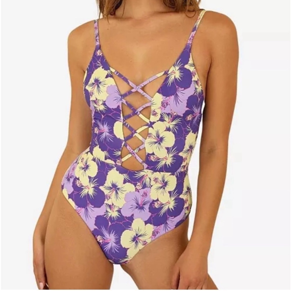 Dippin'‎ Daisy's Bliss One Piece Hibiscus Punch Sz 3X purple yellow